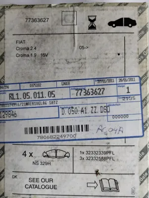 Original Fiat, Alfa Romeo, Lancia Bremsbelagsatz Nr: 77363627