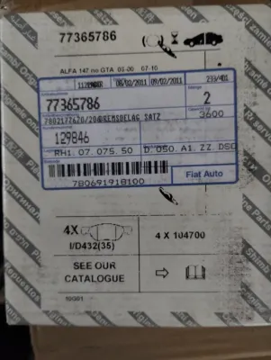 Original Fiat, Lancia, Alfa Romeo, Bremsbelagsatz. Nr.: 77365786