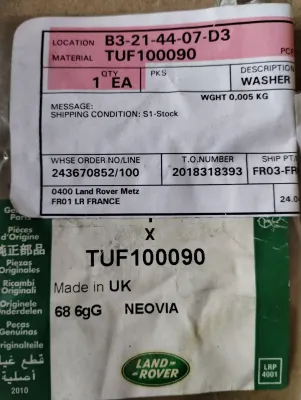 Original Jaguar, Land Rover, Waschmaschine 1 Stück Nr.: TUF100090