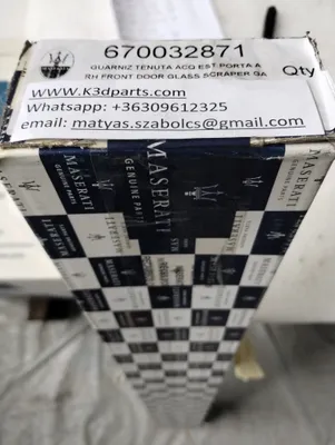 Genuine Maserati RH FRONT OUTER GLASS SCRAPER GASKET. Part number 670032871, 670182196.