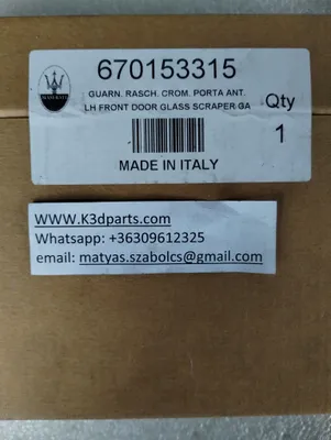 Genuine Maserati LH FRONT DOOR GLASS SCRAPER GASKET. Part number 670153315