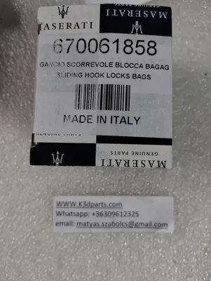 Genuine Maserati SLIDING HOOK - CARGO RAILS ON LOAD FLOOR / BLACK. Part number 670061858.